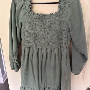 American Eagle Outfitters Green Smocked Dress